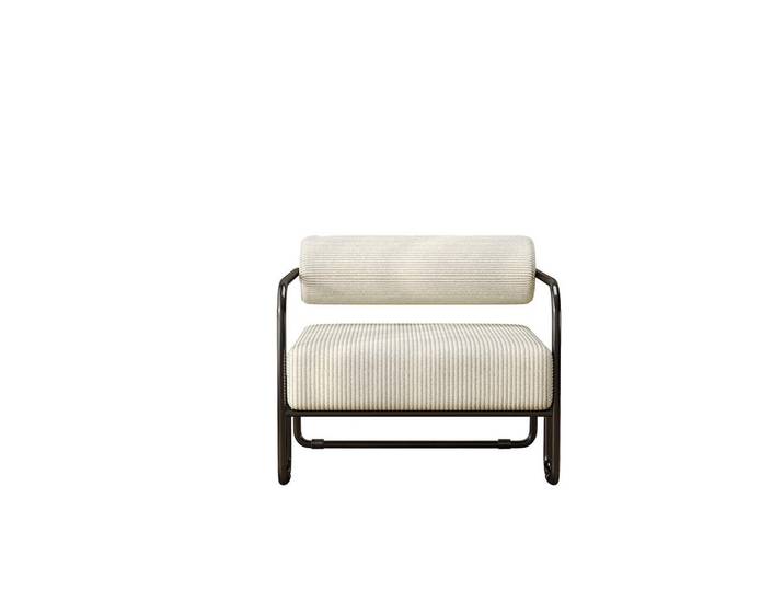Komhtom Lounge-Sessel 68.5×73×70.5Cm, Corduroy & schwarzem Metallgestell, Beige, Mode, 73x70.5x68.5 cm, Wohnzimmer, Sessel, Polstersessel