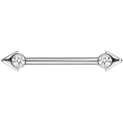 Titan Nippelpiercing mit Innengewinde PFEILSPITZE + KRISTALL