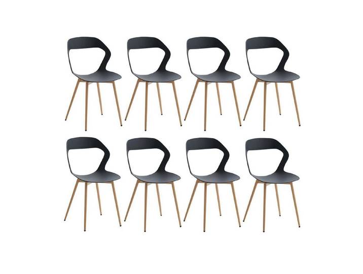 LuxusKollektion Esszimmerstuhl Esszimmerstuhl Metallbeine Hohlrücken Nordisch Holz Schwarz 8er-Set