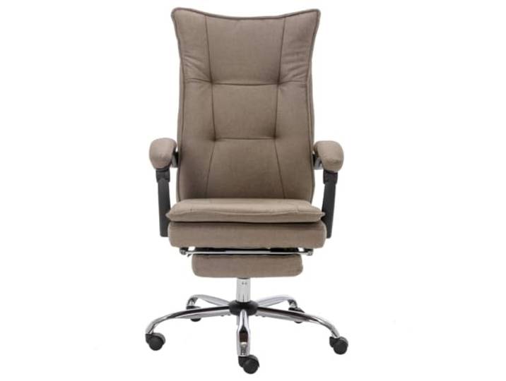 Bürostuhl Taupe, Textilgepolstert, mit Fußablage und Schwenkfunktion Ergonomischer Sessel, hohe Rückenlehne, gebogene Armlehnen, Nylonräder, höhenverstellbar, Büro