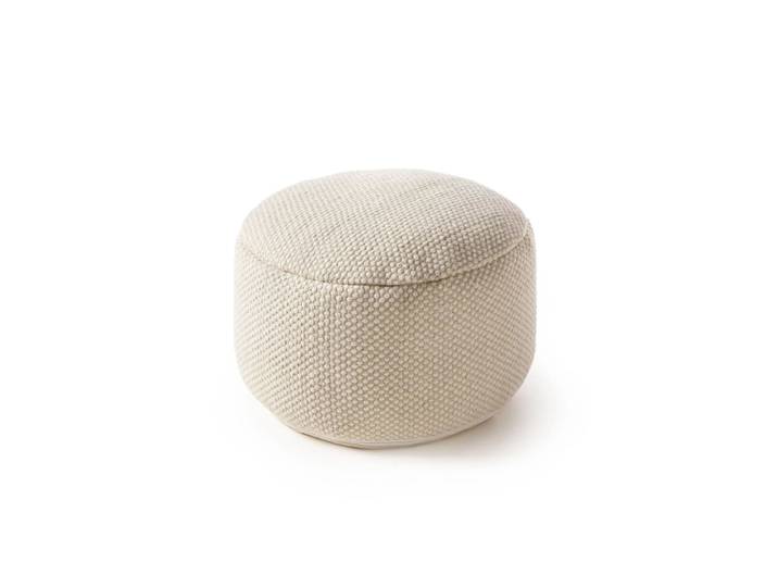 Pouf en laine fait main blanc 55x55x30