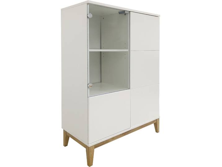 Armoire avec 1 porte vitrées et 2 portes en blanc