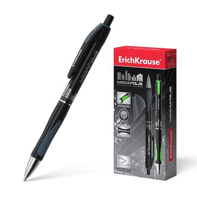 Druckkugelschreiber 0,35mm 12er Pack Schwarz - ergonomisch mit Gummigriff - Kugelschreiber Kulis Kulischreiber Stifte Schreibstifte Büro - Megapolis