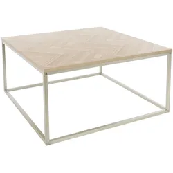 COUCHTISCH 80x80x40 cm Eiche mit Fischgrätenmuster Stahlgestell