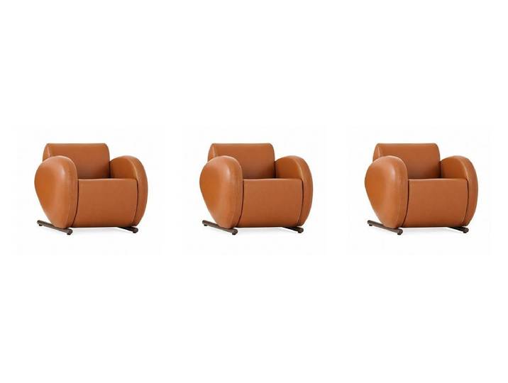 JVmoebel Sessel Oranger Sessel Set Exklusive 3x Ledersessel Wohnzimmer Polstermöbel (3-St., 3-tlg)