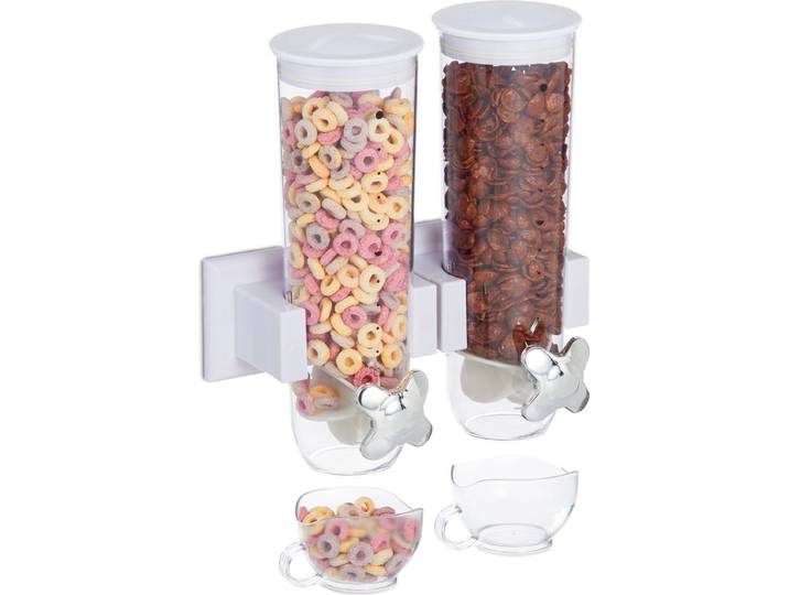 Dubbele cornflakes dispenser - muur - wit