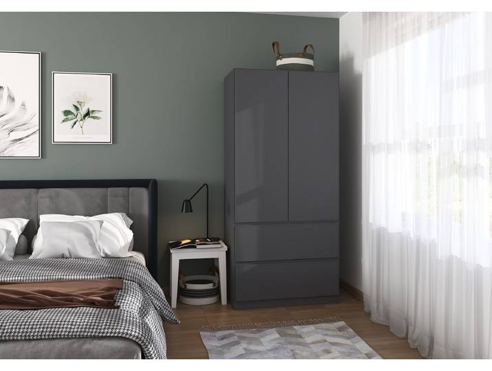 Drehtürenschrank Costa 91cm Grau/Graumetallic Premium
