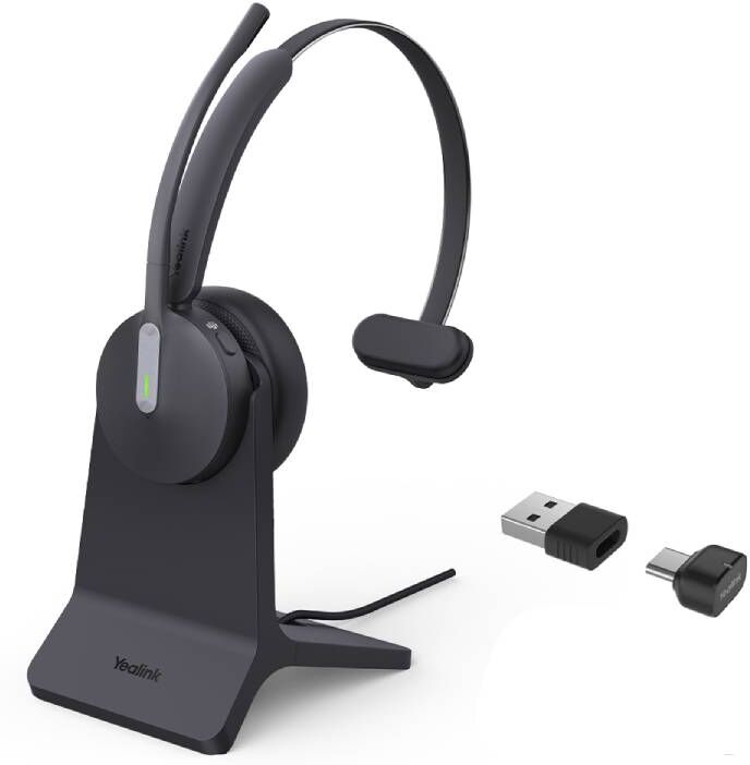 Yealink BH70 Mono Teams + base Casque sans-fil conçu pour le bureau moderne, avec connexion Bluetooth 5.2, autonomie exceptionnelle de 35h et qualité