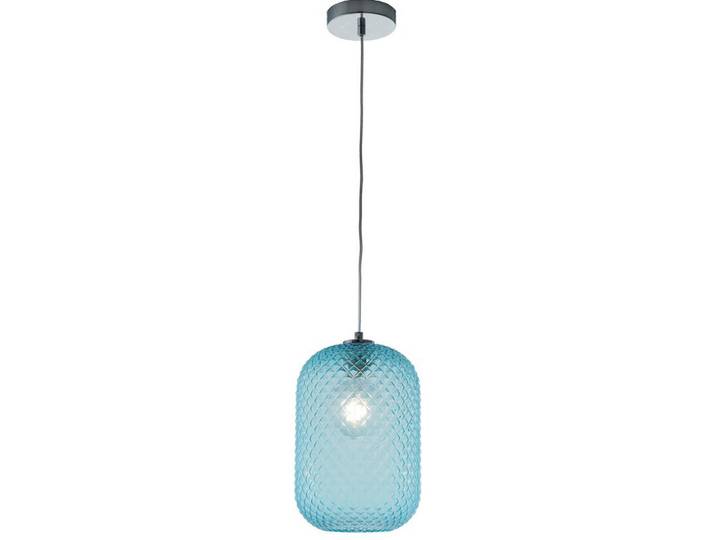 Hängeleuchte Luce Ambiente e Design, Chromfarben, Hellblau, Metall, Glas, oval, 150 cm, Lampen & Leuchten, Innenbeleuchtung, Hängeleuchten, Pendelleuchten