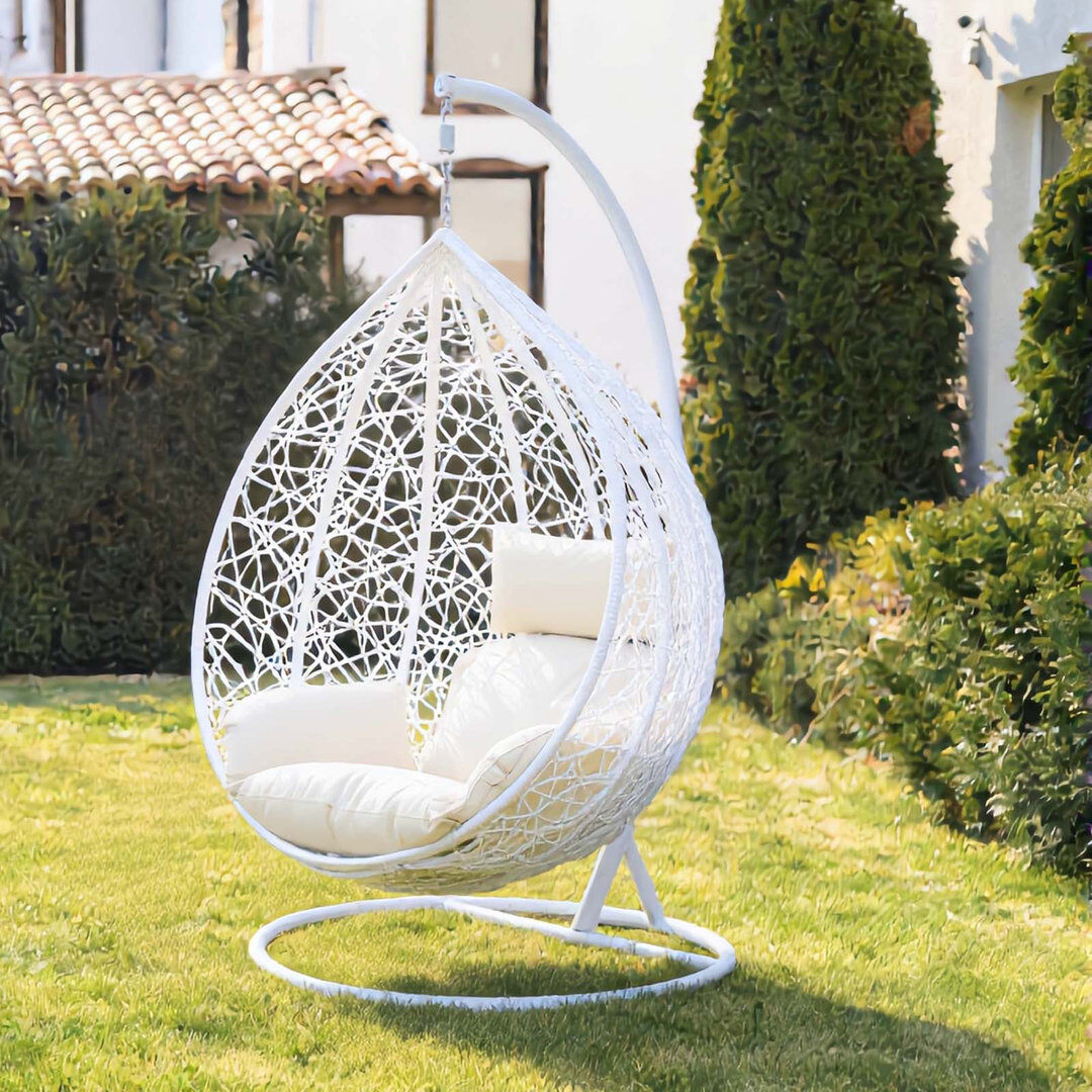 Bloomsbury Market Naperon Garden Swing Chair with Stand White 200cm H X 105cm W X 102cm L