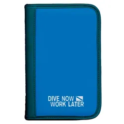 Taucherlogbuch sub-book - Farbe: blau - Motiv: Dive now - work later
