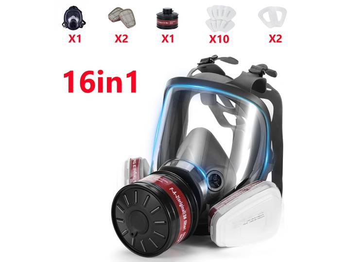Masque respiratoire complet avec filtre 6001 pour produits chimiques, pulvérisation de peinture à la fumée, poussière de vapeur organique, soudage par pulvérisation