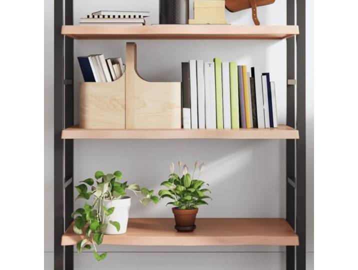 KTHLBRH Wandregal Braun 80 x 40 x (2-4) Zentimeter Massiv Eiche handbemalt mit lebenden Kanten - Wandregal rustikal Naturholz für Badezimmer, Schrank, Schreibtisch, Tisch