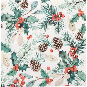 Papstar Servietten 37229 Mistletoe and Pinecone, 33 x 33 cm, 1/4-Falz, 3-lagig, 100 Stück