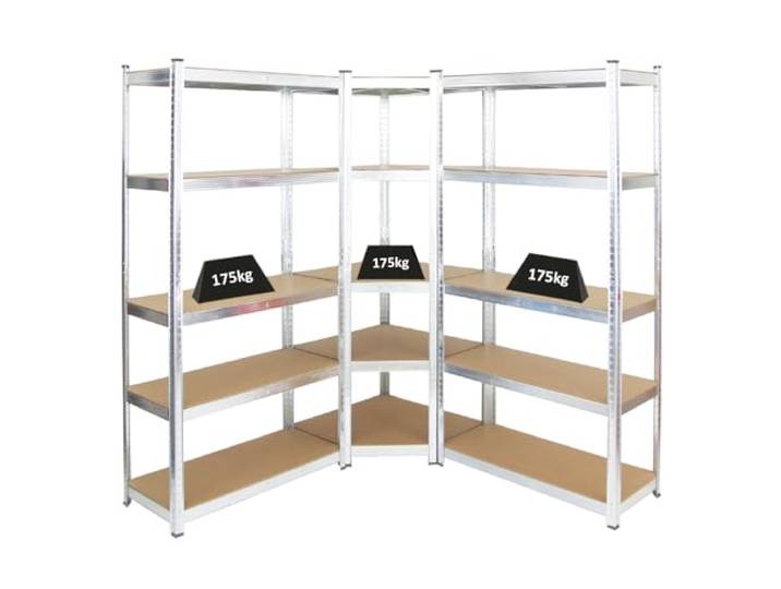 PROREGAL Mega Deal Eckregal Ragnar 1x: 180x70x40cm 2X: 180x90x40cm Verzinkt Fachlast 175kg, Kellerregal, Steckregal, Garagenregal, Lagerregal