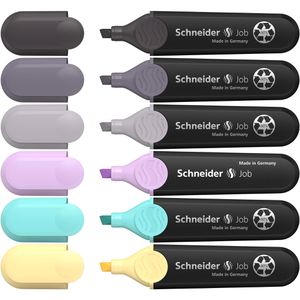 Schneider Textmarker Job Pastell, 6 Stück, Strichbreite 1 - 5mm, pastell, farbig sortiert