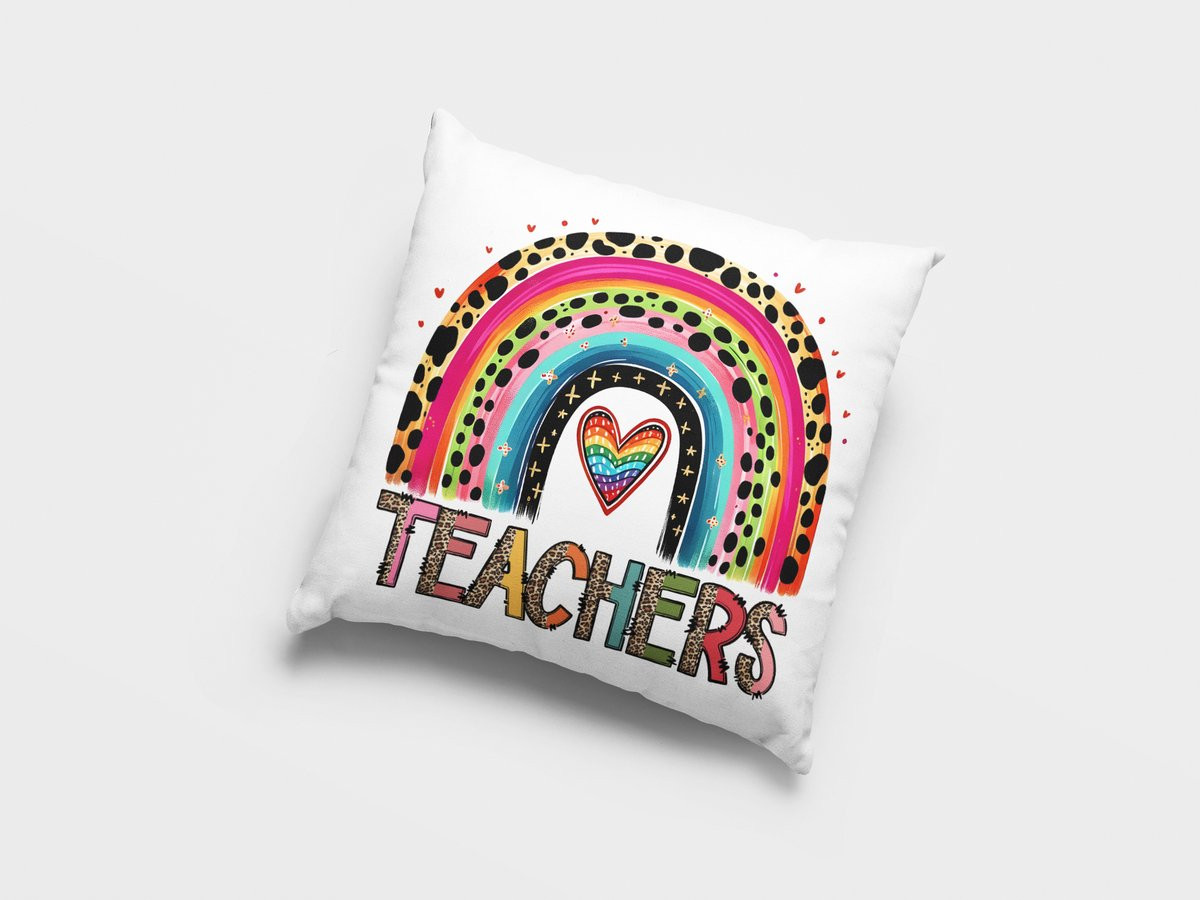Leraren Bedank Rainbow Kussen met Luipaardprint - Leuk Cadeau voor de Leraar