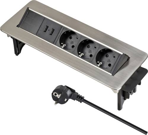 Brennenstuhl 1396200113 Tischsteckdose 3fach Silber, Schwarz Schutzkontakt 1 St.