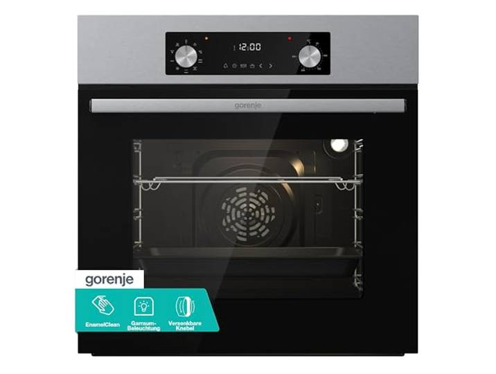 Gorenje BOA6737AO1X Einbaubackofen / 73 Liter/BigSpace/Heißluft / 250° maximale Ofentemperatur/EcoClean-Email / 2fach verglast / 9 Funktionen/EEK: A/Minimale Einbaumaße (HxBxT): 60x 56x 58 cm