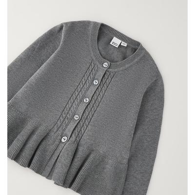 Cardigan IDO "BABY GIRL KNITWEAR", Mädchen, Gr. 128, melange grau, 100% Baumwolle, Strickjacken