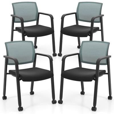 Set of 2/4 Rolling Conference Room Chairs Stackable Office Mesh Chairs