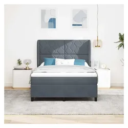 vidaXL, Boxspringbett, Boxspringbett Mit Matratze Samt Dunkelgrau (160 x 200 cm)