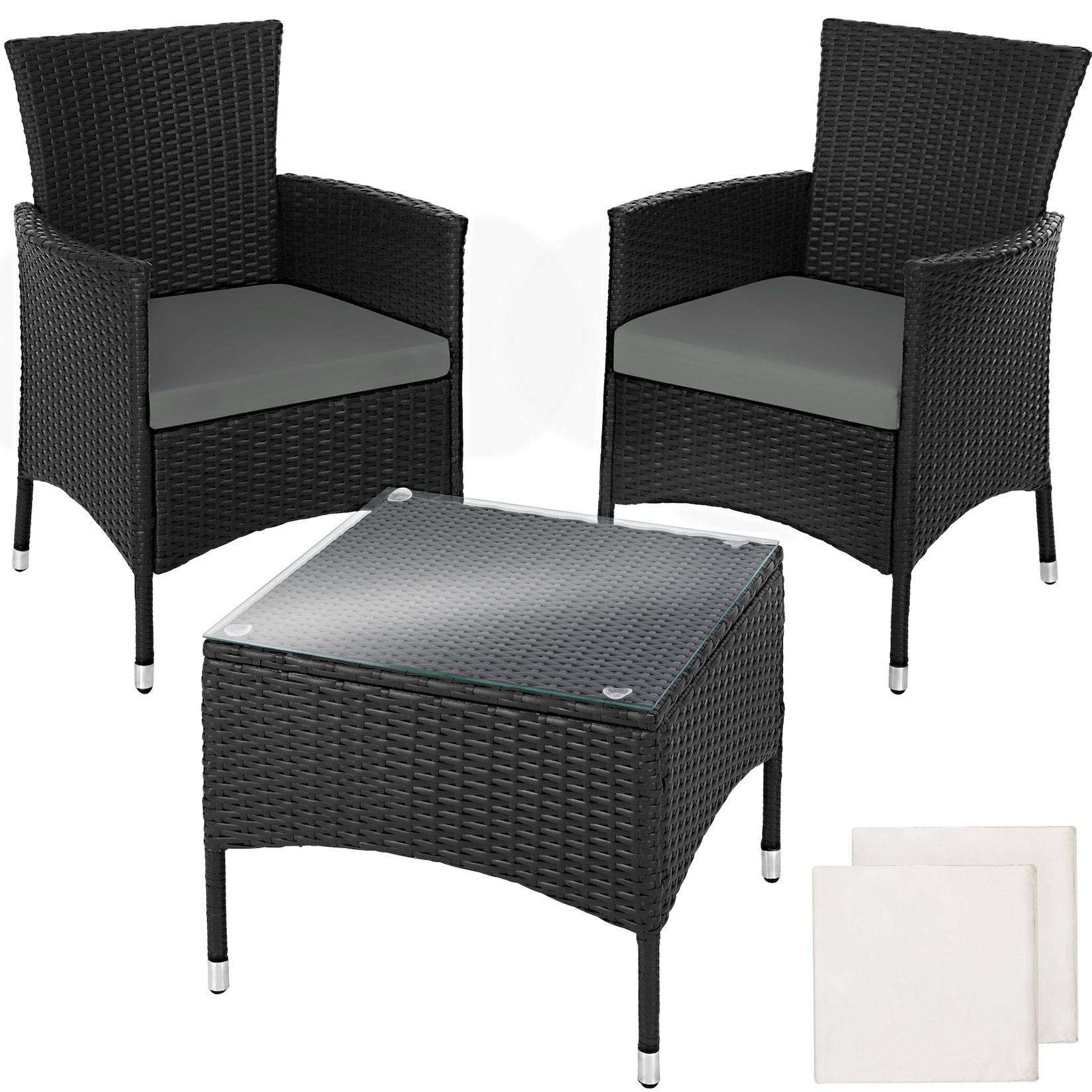 tectake® Rattanset, für 2 Personen, UV-beständig, 2 Bezugssets