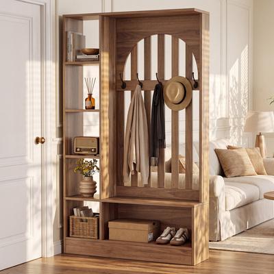 Bluebell Room Divider with Display Storage Shelves and Shoe Bench
