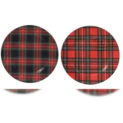 Christmas Decorations 1 Dekoteller Kunststoff 33cm Tartan-Karo Muster sortiert Weihnachtliche Adventsdeko Weihnachtsdeko Platte Christmas Tray Winter Deko Teller Rot