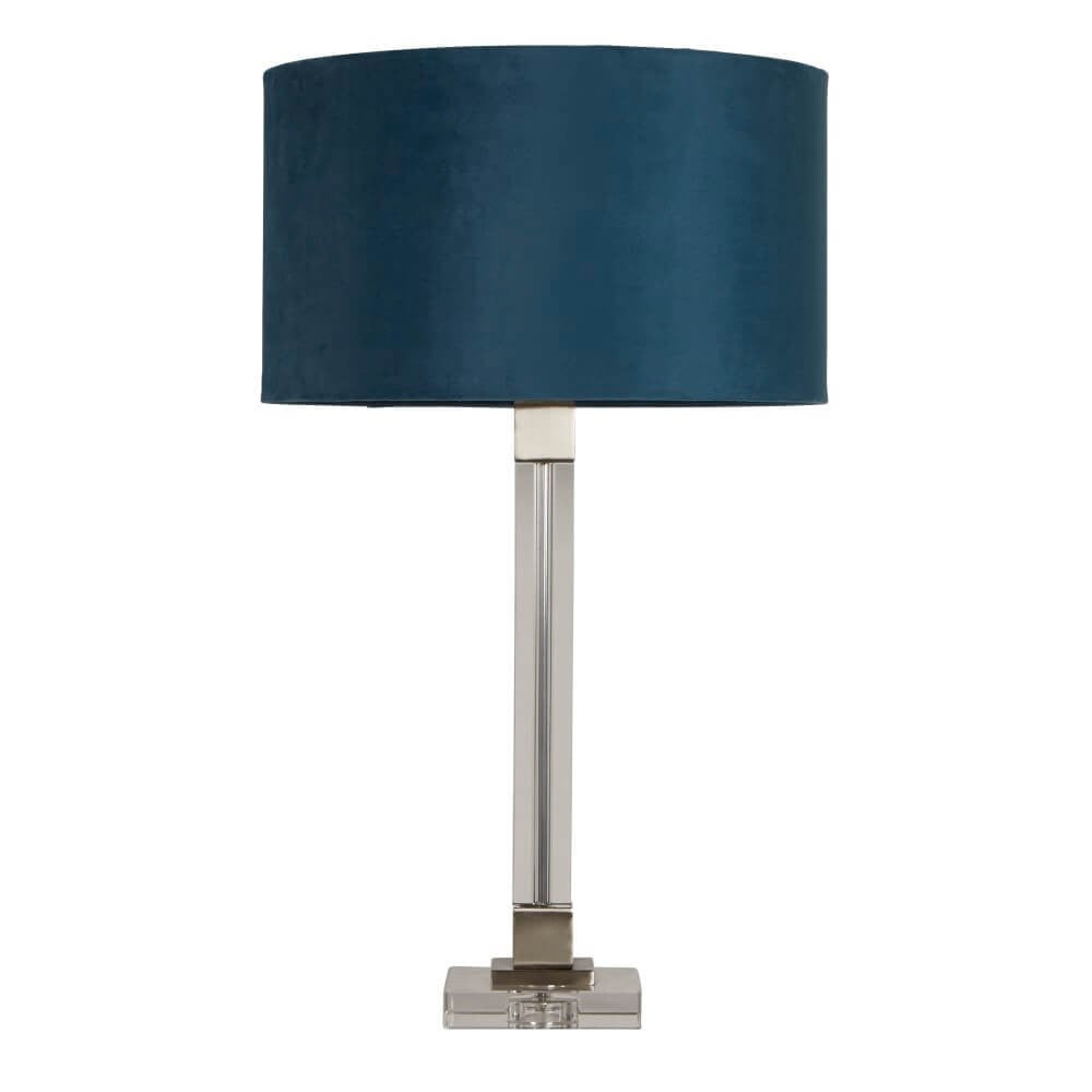 Searchlight Scarborough design tafellamp met blauwe kap en gouden voet