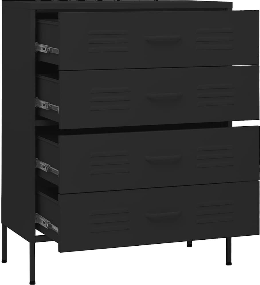 vidaXL Commode Noir 80x35x101,5 cm Acier