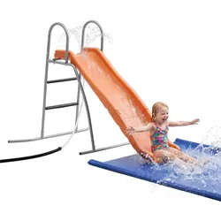VEVOR Wasserrutsche Freistehend 165 cm Gartenrutsche für Kinder, Poolrutsche mit Integriertem, Verstellbarem Sprinkler, Kletterleiter und Bodenschutzmatte, Kinderrutsche aus Metall und Kunststoff