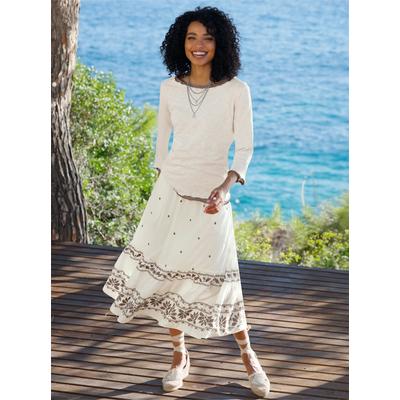 T-Shirt HEINE "2er-Pack Shirts", Damen, Gr. 38, weiß (taupe, champagner), 100% Baumwolle, unifarben, U-Boot-Ausschnitt, Shirts T-Shirt