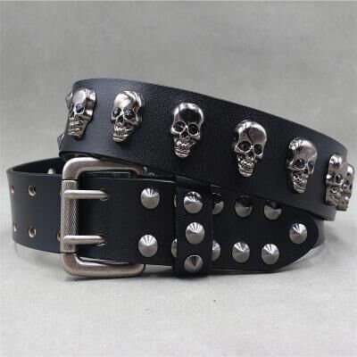 LightInthebox Men's Belt Automatic Buckle Quick-Release Dermis Alloy Punk Durable Adjustable Skulls Black Outdoor Daily Waist Belt