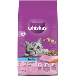 WHISKAS Sterile 1,4kg Alleinfuttermittel für ausgewachsene Katzen nach der Kastration mit leckerem Lachs