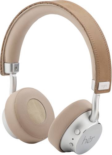 HER HF8 On Ear Headset Bluetooth, kabelgebunden Beige, Silber Lautstärkeregelung