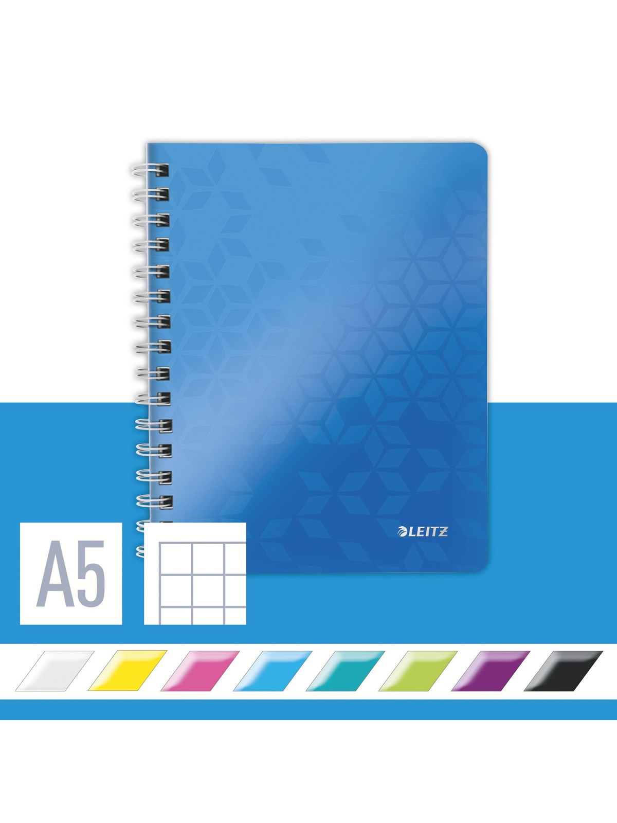 Leitz WOW Collegeblock A5 kariert, spiralgebunden mit PP-Einband