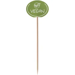 VEPATIM 100 Kennzeichnungspicker Deko-Picker "Vegan" 12 cm grün