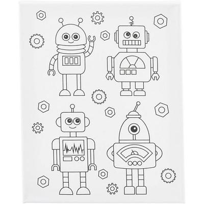 Creativ Company Mal-Leinwand mit Aufdruck, Roboter, T 1,6 cm, Größe 24x30 cm, 360 g, 1 Stk