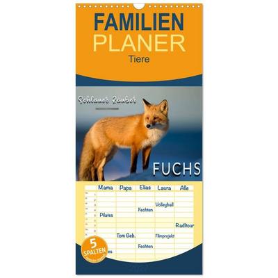 Familienplaner 2027 - Fuchs - schlauer Räuber mit 5 Spalten (Wandkalender, 21 x 45 cm) CALVENDO