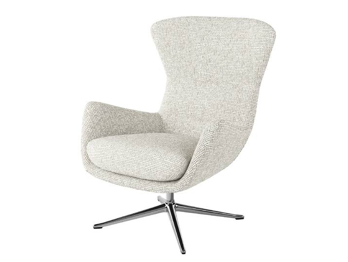 Fauteuil avec pied cruciforme Beige Tissu chenille Enne Chrome brillant 84 x 99 x 96cm