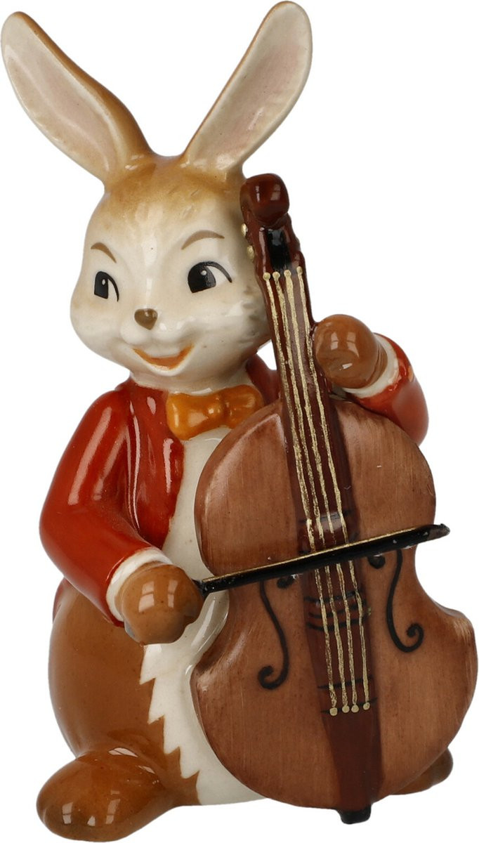 Goebel Decoratief beeld Paashaas Vrolijke Bassist Aardewerk 8 cm