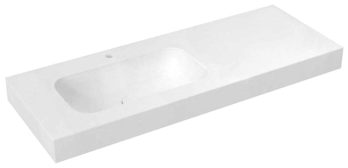 Sapho EMICO Waschtisch links, 160x50 cm, Kantenausführungen L, Rockstone weiß matt