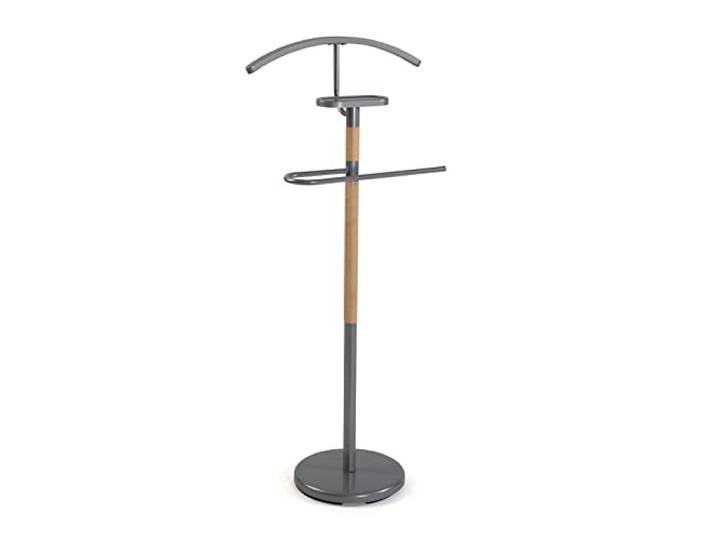 Versa Holstebro Valet de Nuit Multifonctionnel avec 2 Perchoirs Penderie pour Vêtements Homme ou Femme Valet de Chambre\, Dimensions (H x l x L) 112 x 28\,8 x 46\,5 cm\, Métal et Bois\, Couleur: Gris