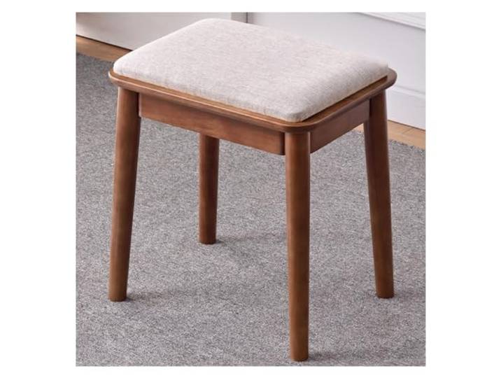 Verstellbarer Sitzhocker Stuhl Schminkhocker, Quadratischer Leinen-Make-up-Sitz Mit Beinen Aus Massivem Holz, Bequeme Ankleide-Klavierbank, Kleiner Osmanischer Hocker, Stuhl For Schminktisch, For Schm