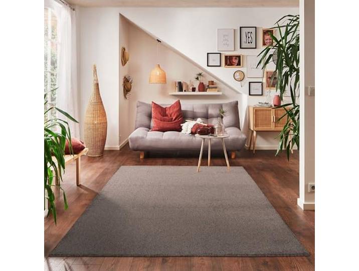 Carpettex Tapis 160x230 cm Marron Poils Courts Uni Moderne