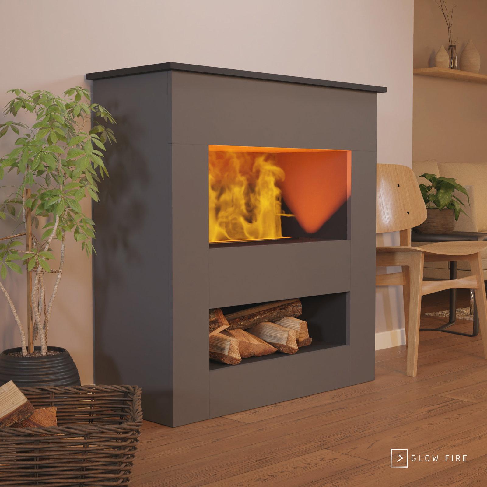 GLOW FIRE Elektrokamin 'Brecht' | Wasserdampf Kamin mit OMC 500 in grau| HxBxT: 110x100x50 cm