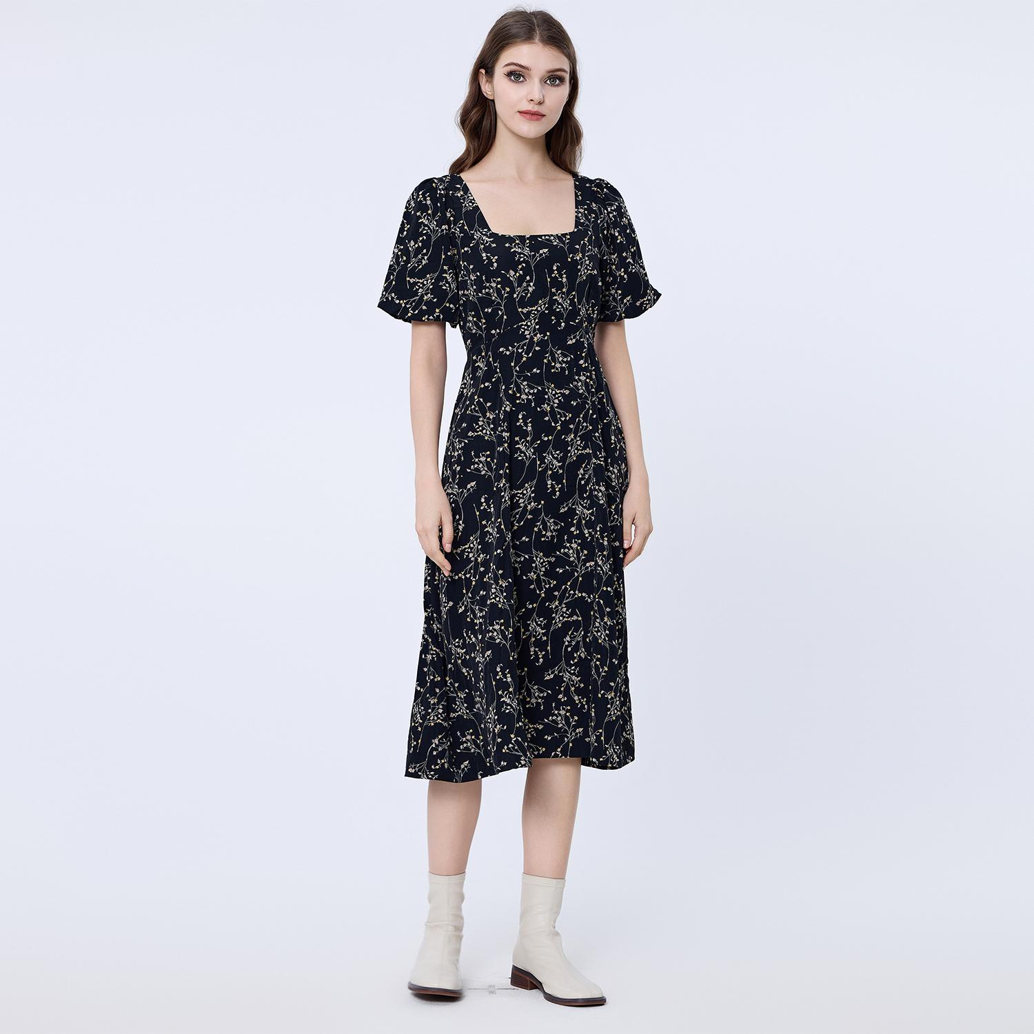 Vierkante halslijn Liberty print jurk