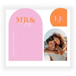Einladungskarte Hochzeit: Colorblocking mit Foto in Weiß