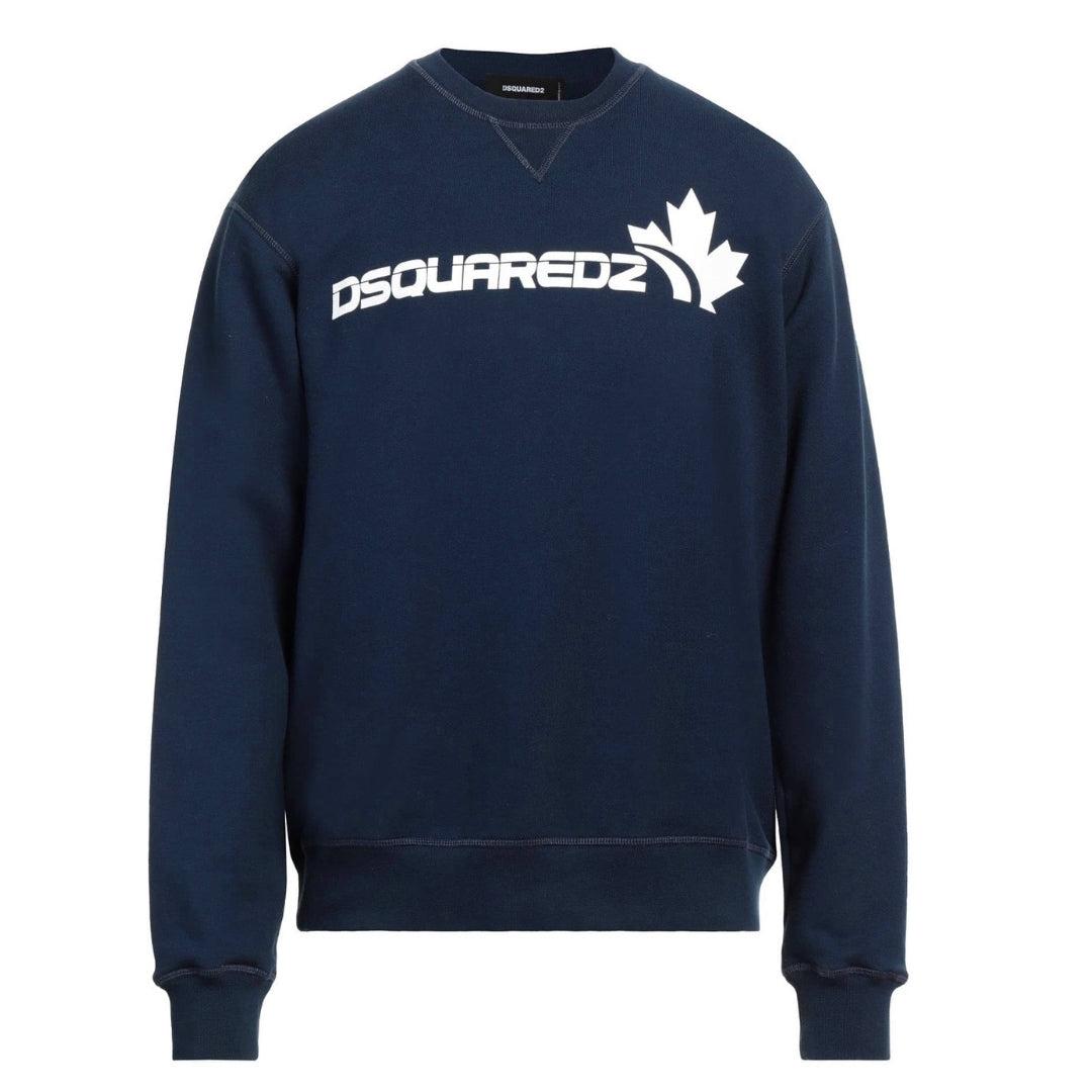 Dsquared2 Bold Maple Leaf Logo Marineblauwe Sweatshirt
